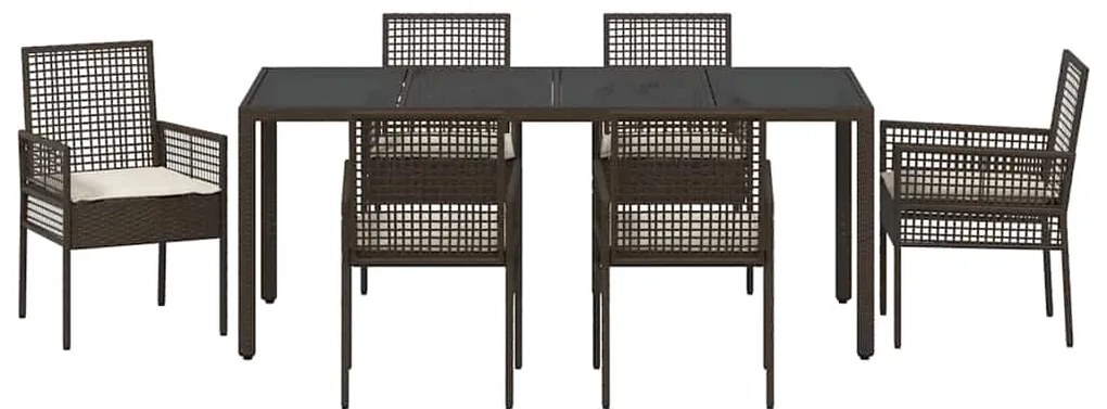 Conjunto de Jantar para Jardim 7 pcs Castanho 190 x 90 x 75 cm