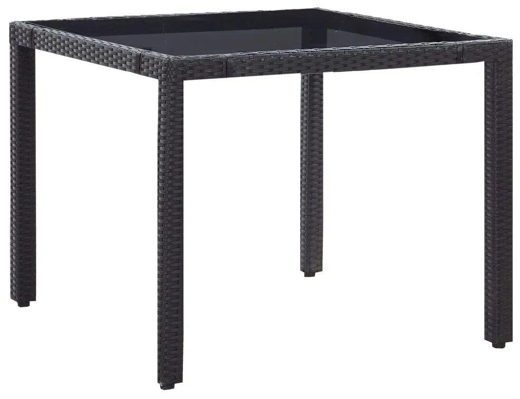 5 pcs conjunto de jantar para jardim vime PE preto