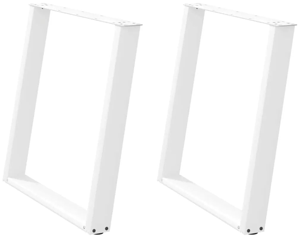 Pernas p/ mesa de jantar 2 pcs forma U 80x(72-73) cm aço branco