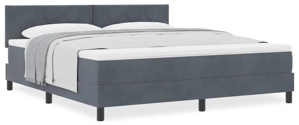 Cama Box Spring com Colchão Cinza Escuro Super King em Veludo
