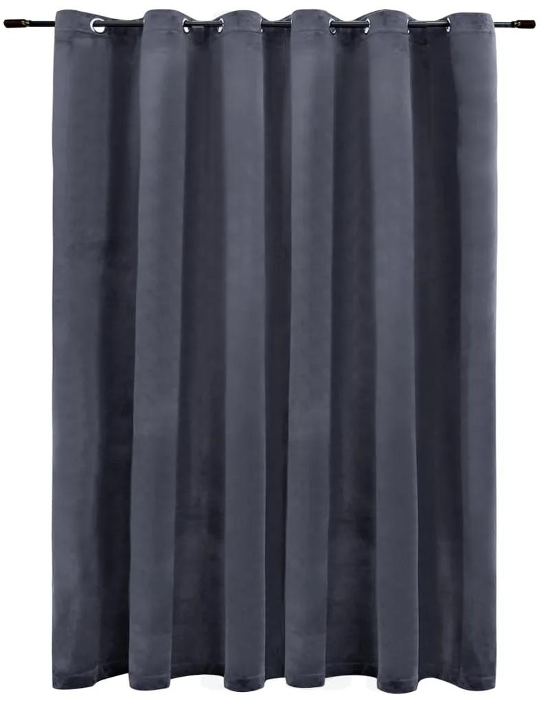 Cortina blackout c/ argolas em metal 290x245cm veludo antracite