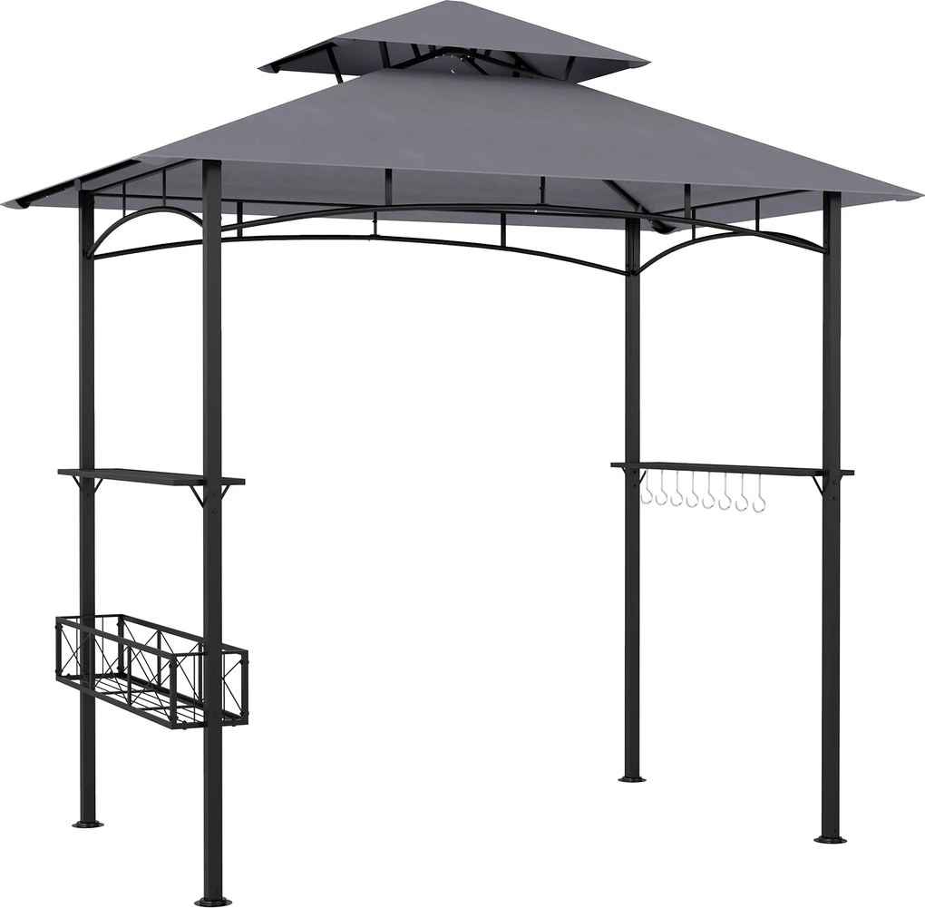 Tenda de Jardim para Churrasco (GRELHADOR NÃO INCLUIDO), 244 x 147 x 255 cm, Cobertura Dupla, Cinzento