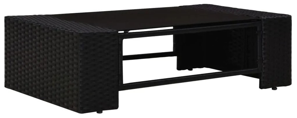 10 pcs conjunto lounge de jardim c/ almofadões vime PE preto