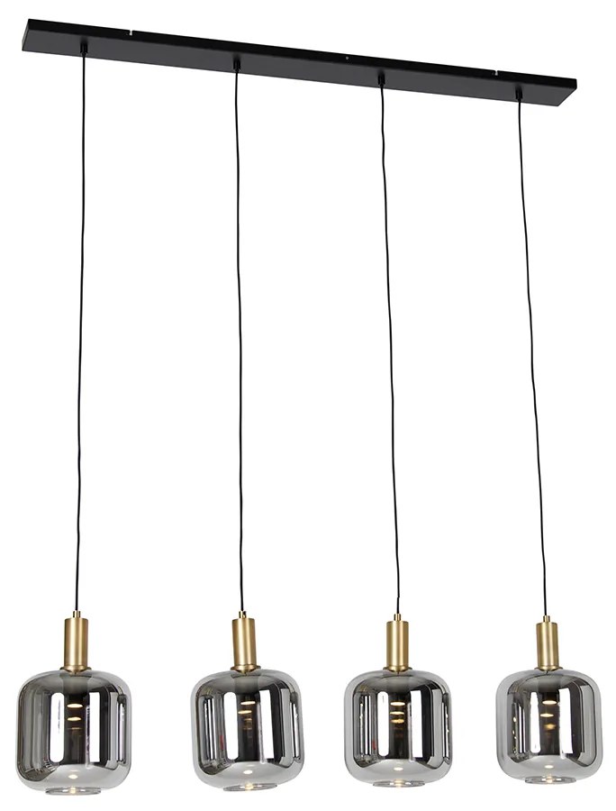 LED Candeeiro de suspensão preto com dourado e vidro fumê incl. 4 PUCC - Zuzanna Design