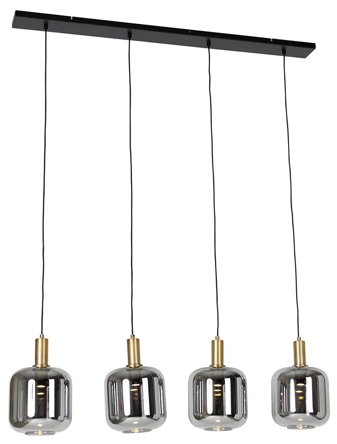 LED Candeeiro suspenso preto com ouro e vidro fumê incluindo 4 PUCC - Zuzanna Design