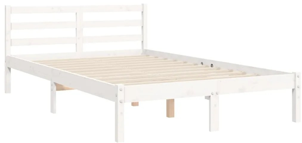 Estrutura de cama de casal c/ cabeceira madeira maciça branco