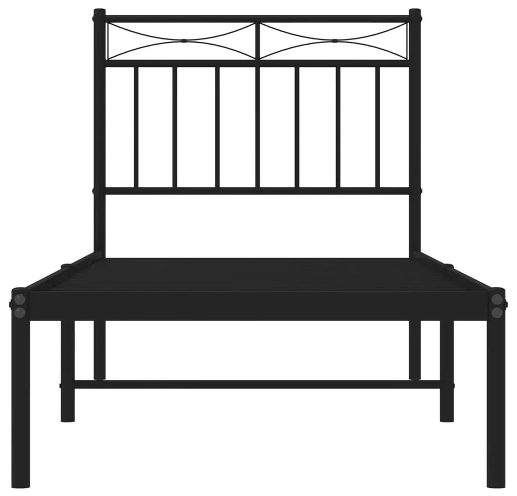 Estrutura de cama com cabeceira 75x190 cm metal preto