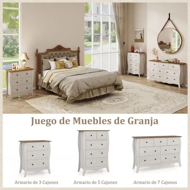 Cómoda de 3 gavetas dobrável em tecido para quarto Cómoda de estilo campestre 67,5 x 38,5 x 76,5 Cinzenta