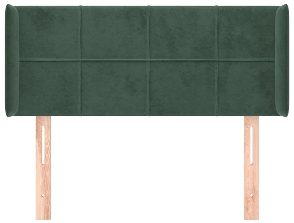 Cabeceira de cama c/ abas veludo 103x16x78/88cm verde-escuro