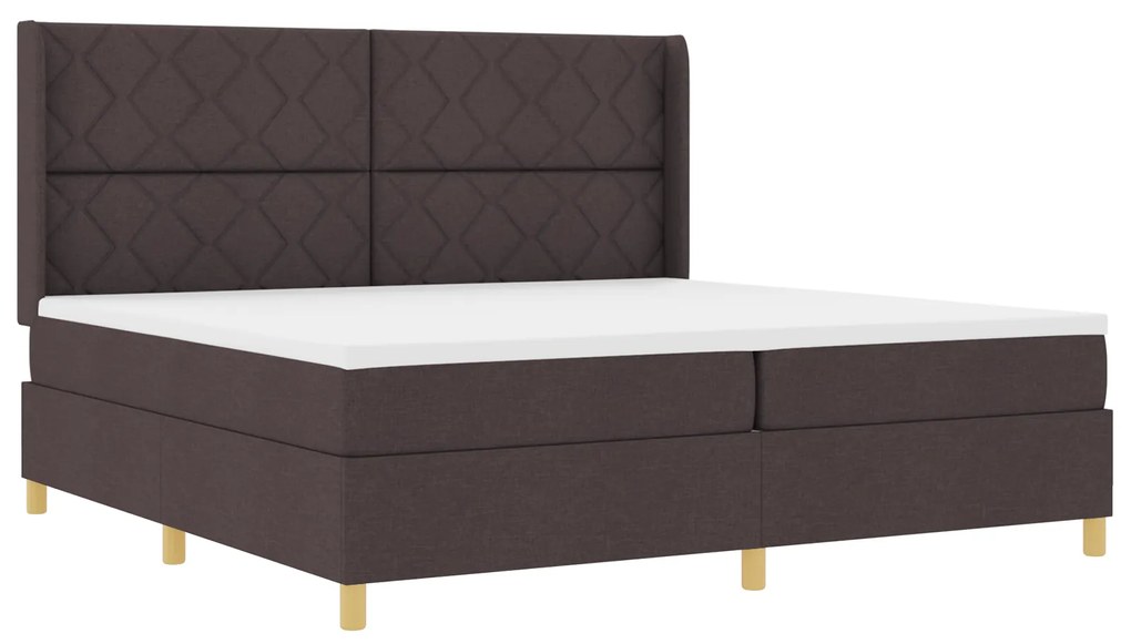 Cama Box Spring vidaXL com Colchão em Marrom Escuro, 200x200 cm Tecido