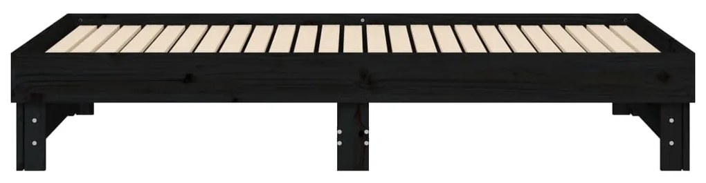 Estrutura sofá-cama de puxar 2x(90x190) cm pinho maciço preto