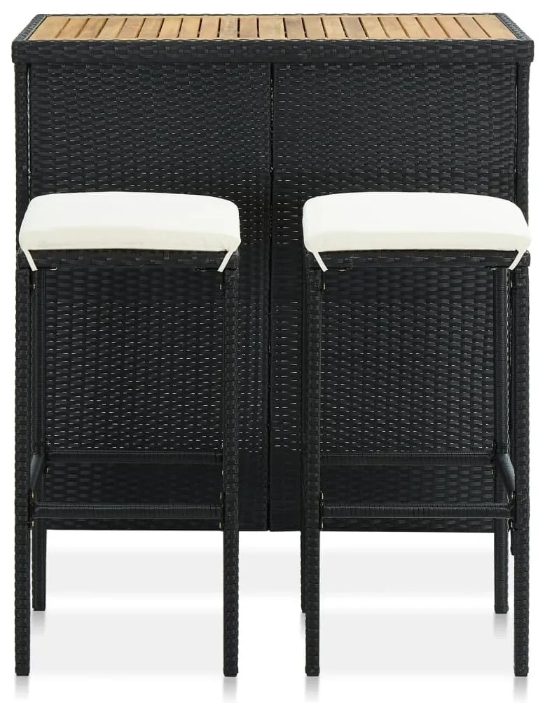 3 pcs conjunto de bar vime PE preto