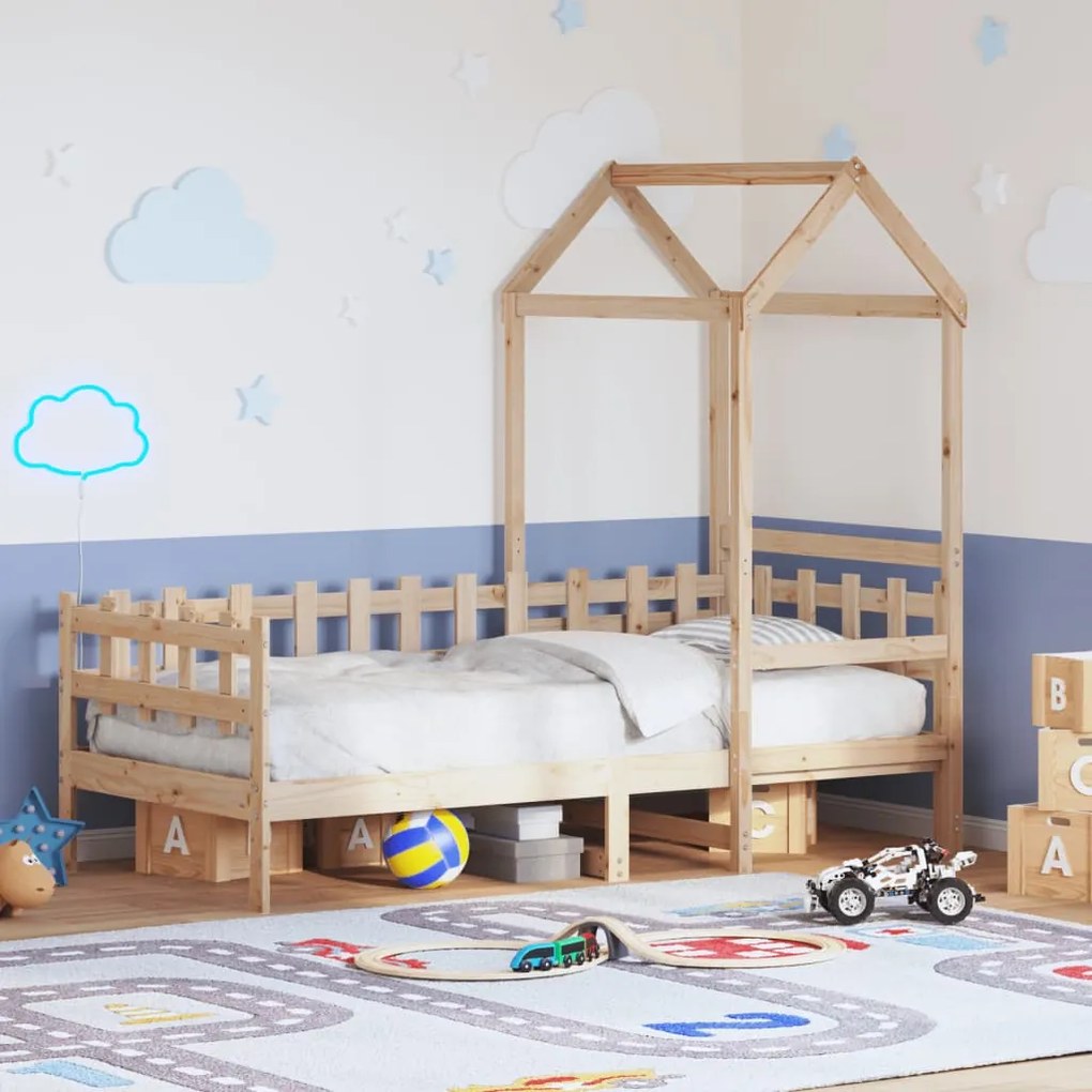 vidaXL Sofá-cama com telhado 90x190 cm madeira de pinho maciça