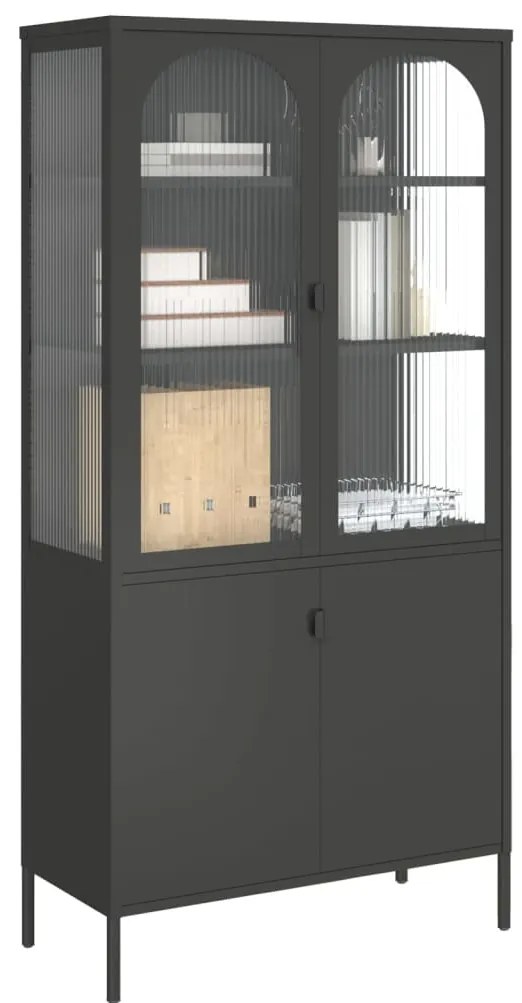 Móvel alto 90x40x180 cm vidro e aço preto