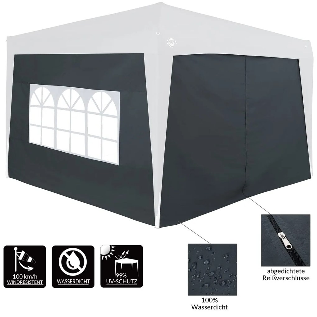 Conjunto de 2 paredes laterais dobráveis para Tenda (NÃO NCLUÍDO) 6 x 2 m Antracite