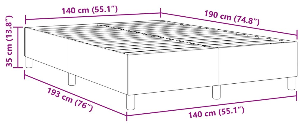Cama Box Spring vidaXL Cinza Escuro 140x200 cm Tecido Corduroy