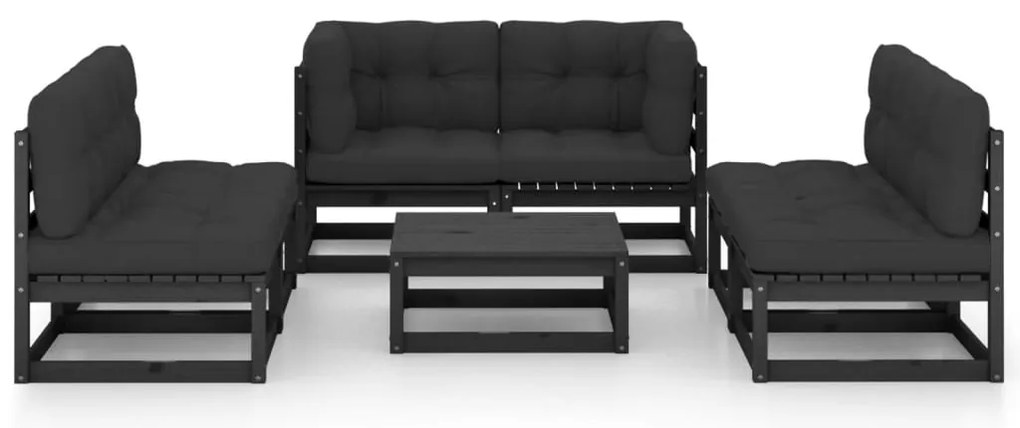 7 pcs conjunto lounge de jardim c/ almofadões pinho maciço