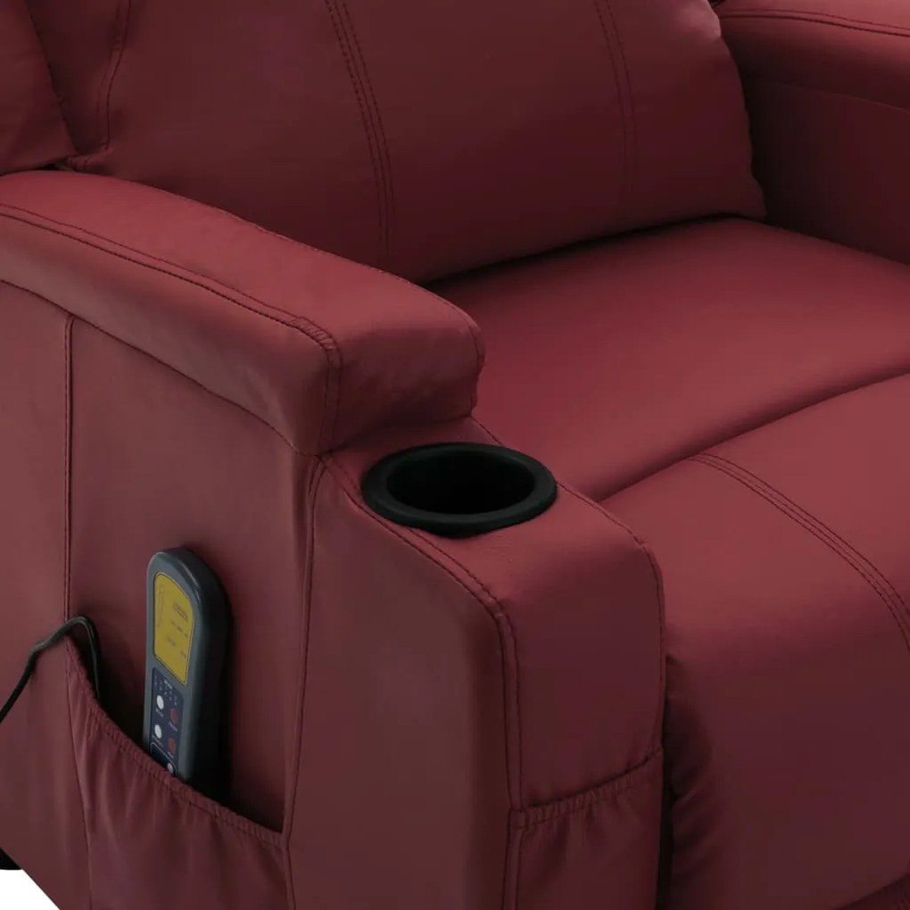 Poltrona Kaila de Massagens Reclinável em Couro Artificial - Vermelho