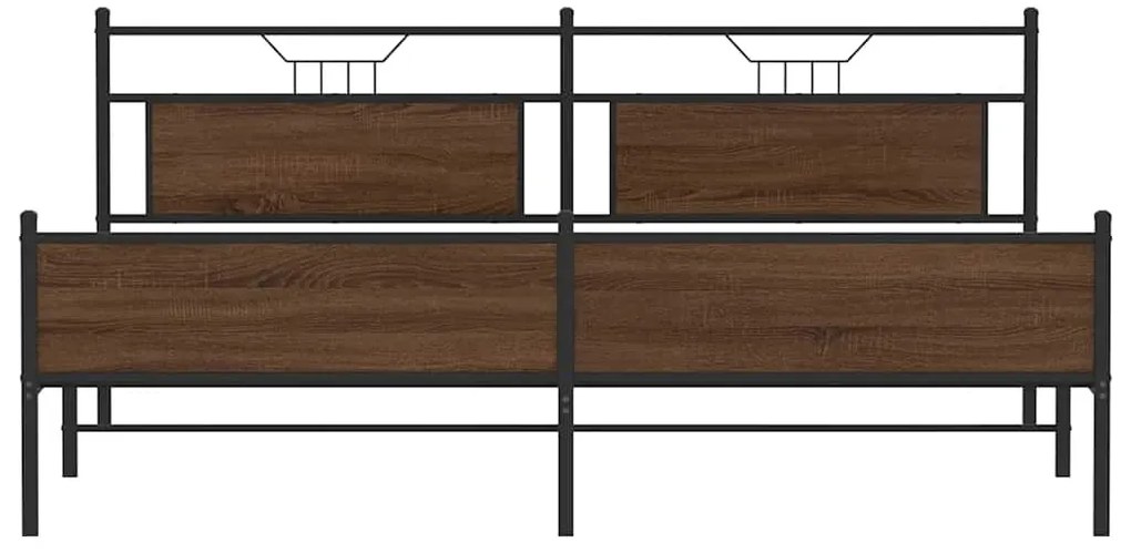 Estrutura cama sem colchão 200x200cm metal carvalho castanho