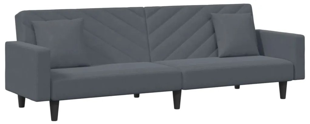 2 pcs conjunto de sofás com almofadas veludo cinzento-escuro