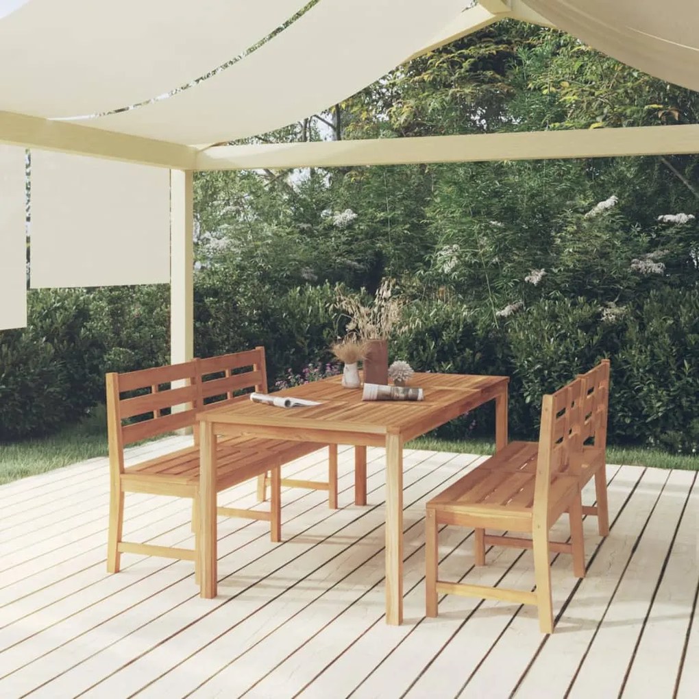 vidaXL 3 pcs conjunto de jantar para jardim madeira de teca maciça