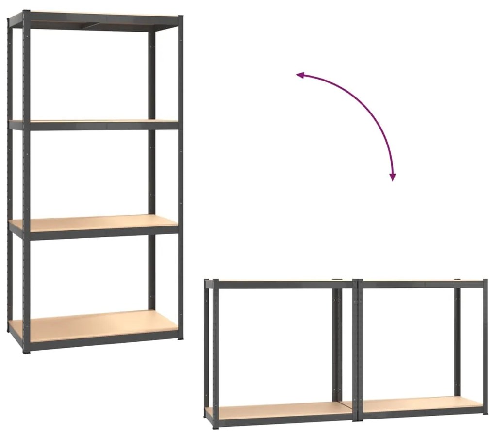 Estantes 4 prateleiras 4 pcs derivados de madeira/aço antracite