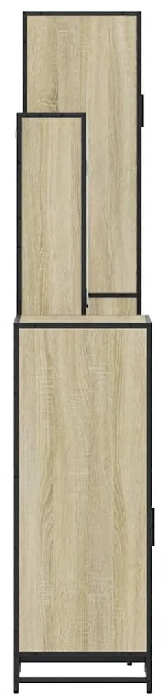 4 pcs conj. móveis casa banho derivados madeira carvalho sonoma