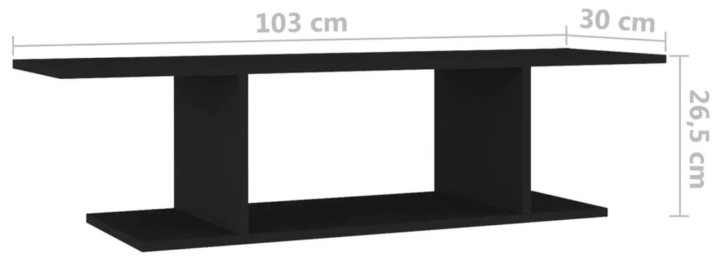 Móvel de TV para parede 103x30x26,5 cm preto