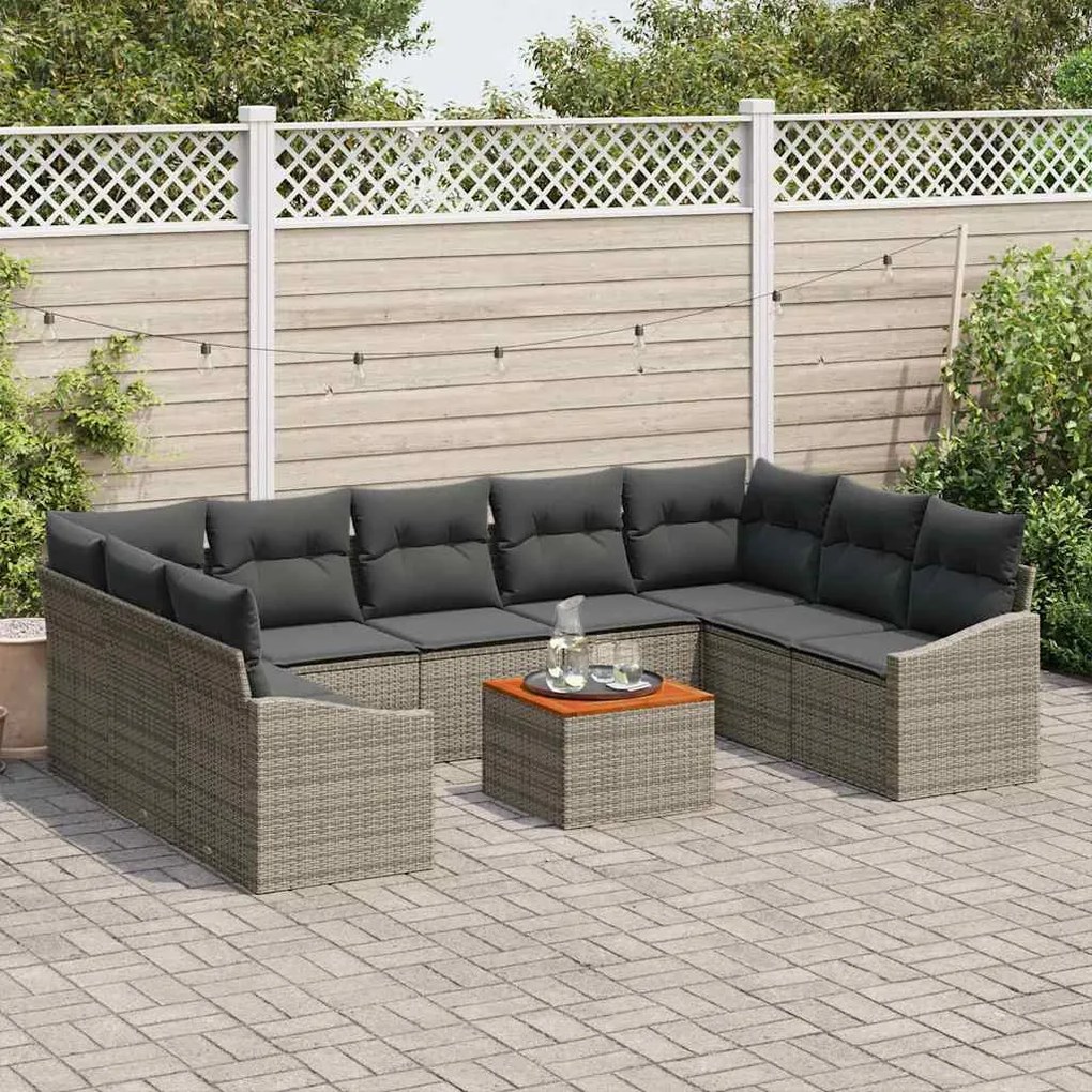 Conjunto de Sofás de Jardim 10 pcs Cinzeto 55 x 55 x 37 cm