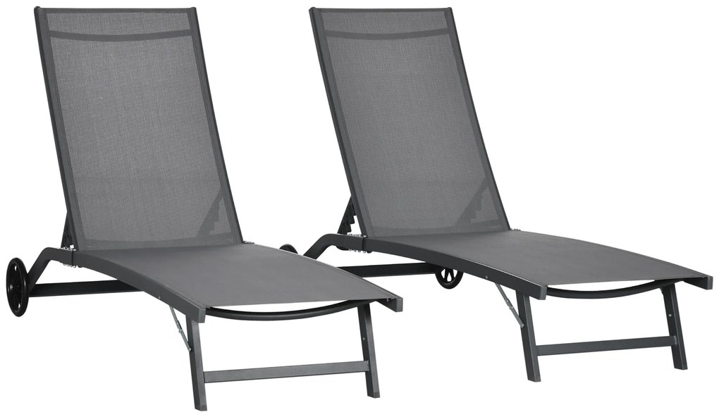 Conjunto de 2 Espreguiçadeiras Reclináveis de Jardim Espreguiçadeiras