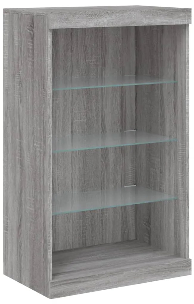 Aparador com luzes LED 60,5x37x100 cm cinzento sonoma