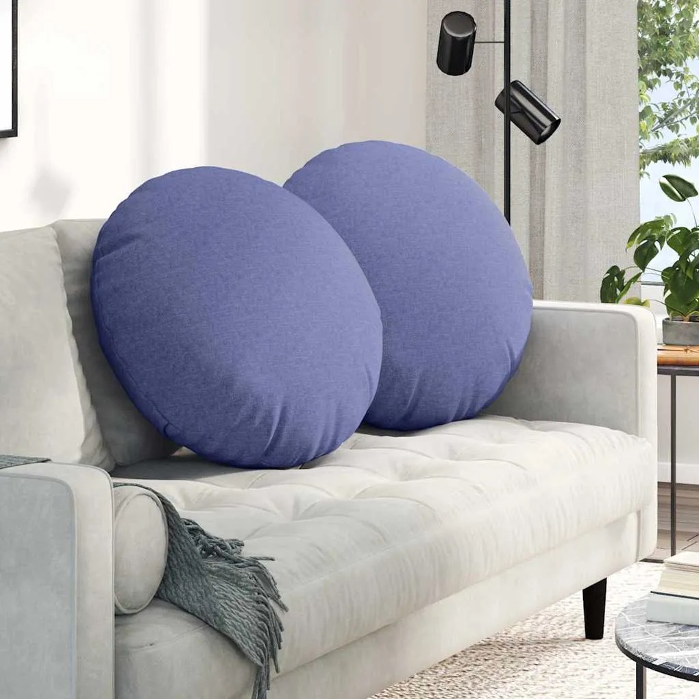 vidaXL Almofadas de Assento 2 pcs Azul Jeans Ø60 x 21 cm tecido