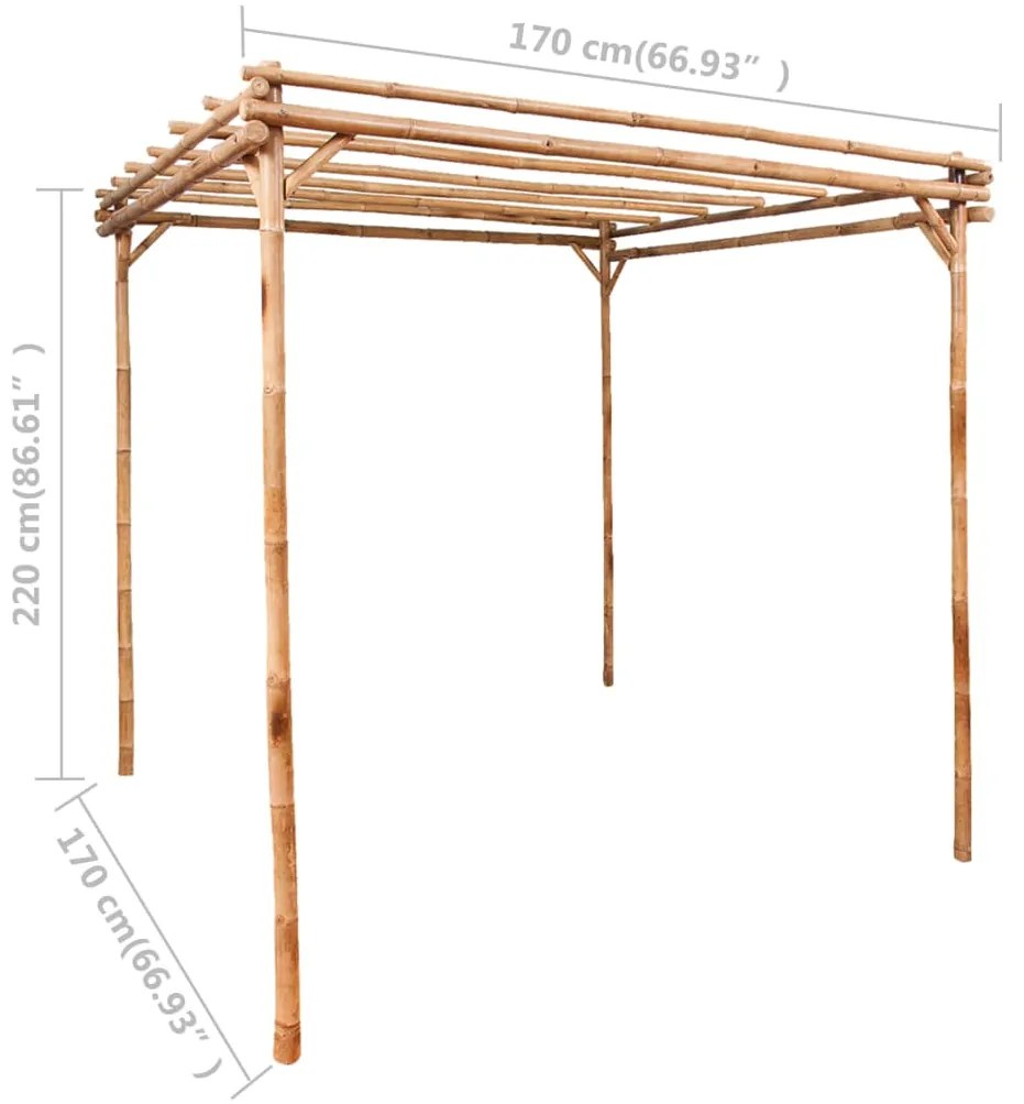 Pérgola de bambu 170x170x220 cm