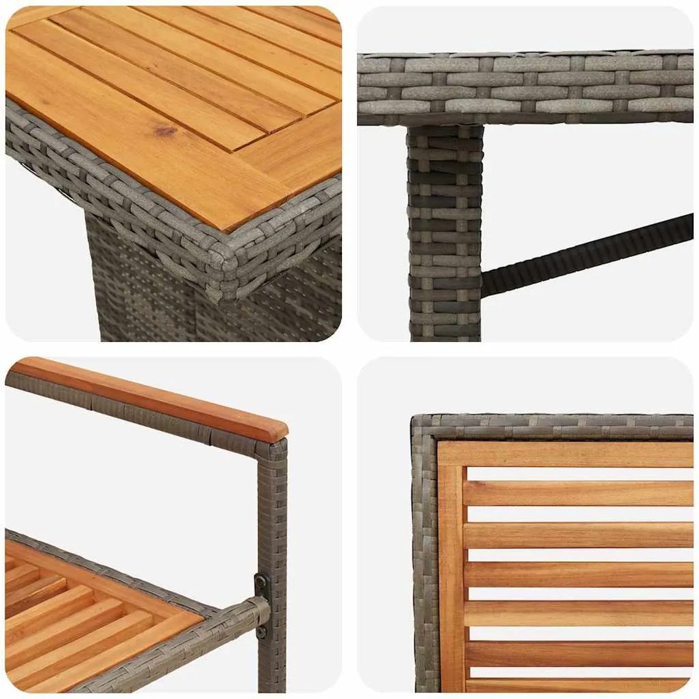 Conjunto de Jantar para Jardim vidaXL 7 Peças Cinza de Polirattan e Ac