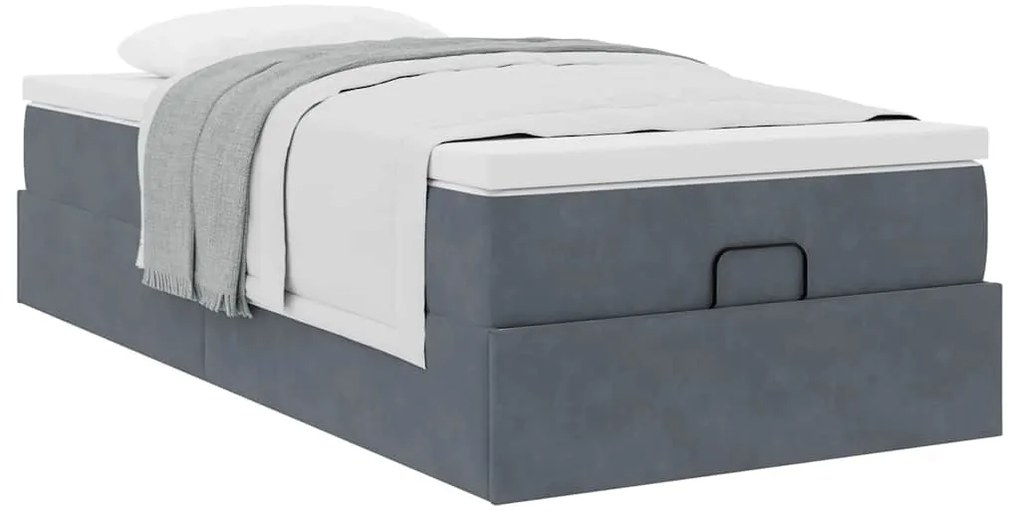 Estrutura cama otomana colchão 90x190 cm veludo cinzento escuro