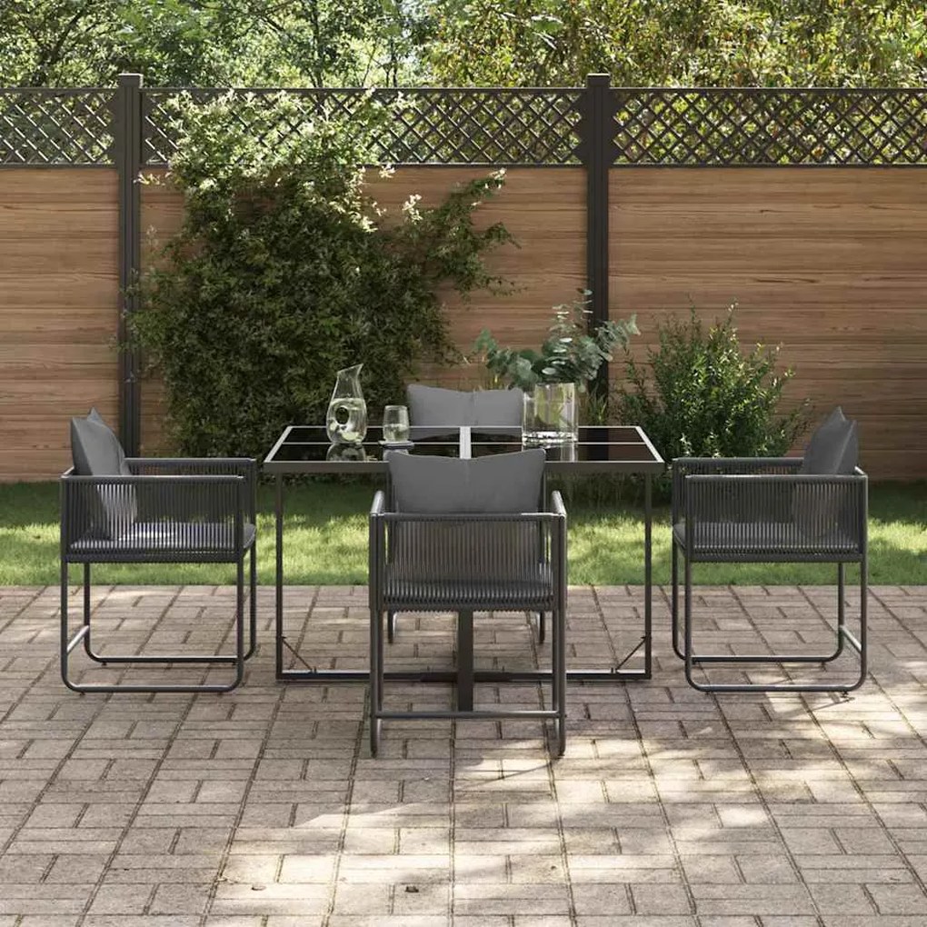 Conjunto de Jantar para Jardim de 6 Peças com Almofadas em Aço e Ratta