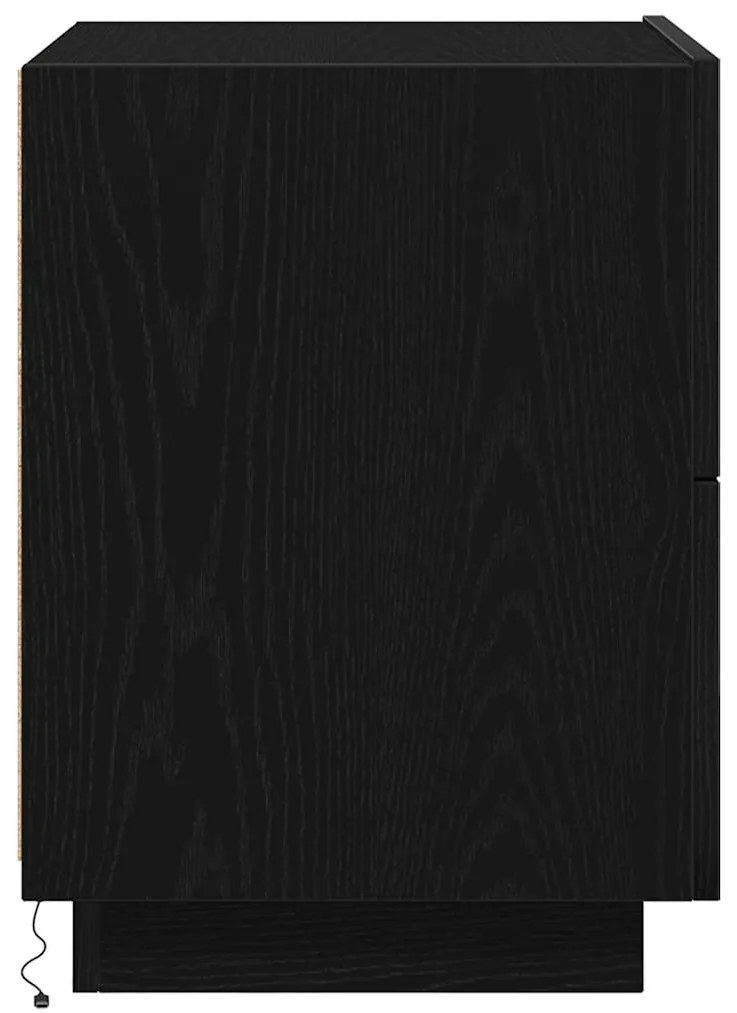 Cômodas de Cabeceira com Luzes LED 2 pcs Carvalho Preto 45x40x55 cm