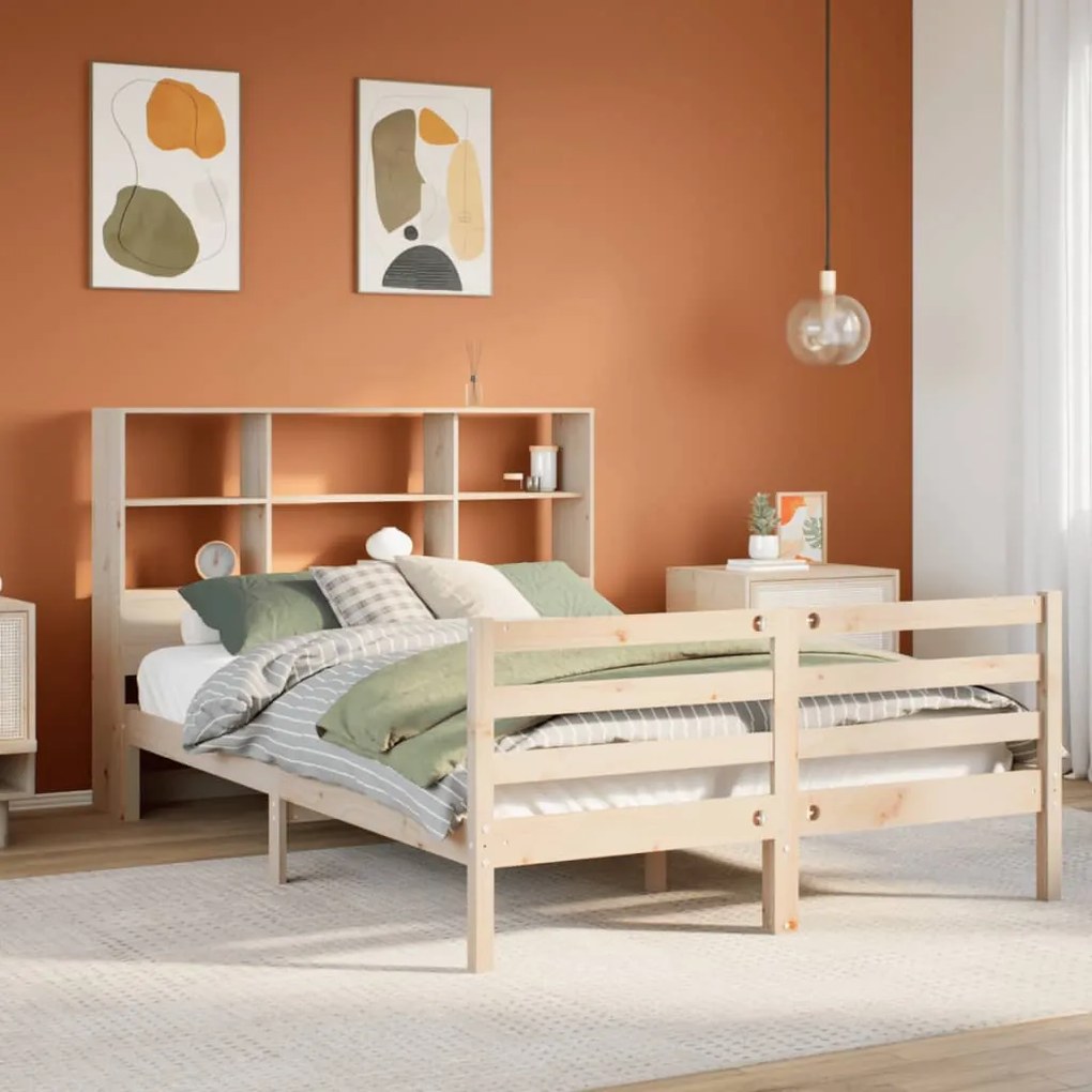 Cama com estante sem colchão 120x190 cm pinho maciço