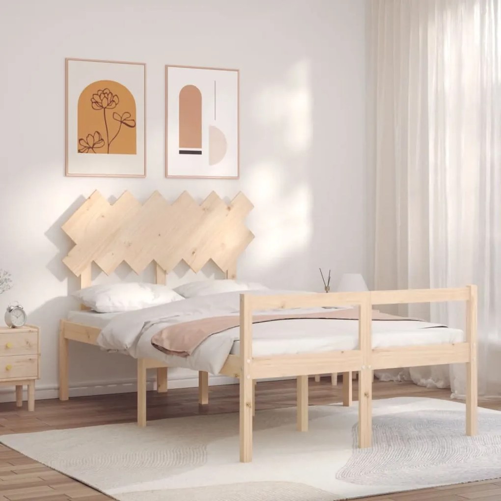 vidaXL Cama de casal para idosos com cabeceira madeira maciça