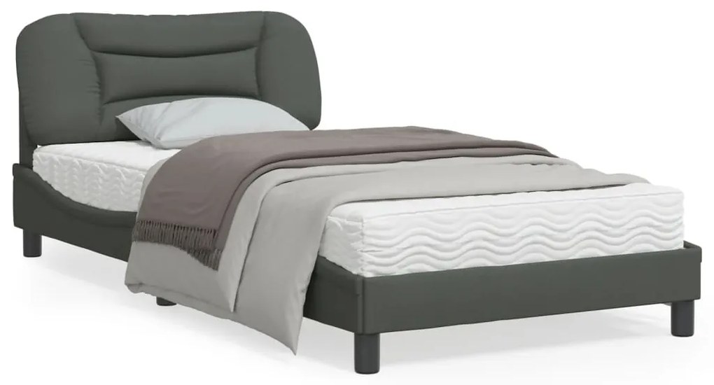 vidaXL Estrutura de cama sem colchão 100x200 cm tecido cinzento-escuro