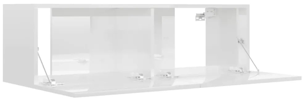 Móvel de TV 100x30x30 cm derivados de madeira branco brilhante