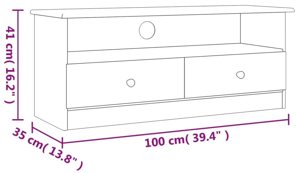 Móvel de TV c/ gavetas ALTA 100x35x41 cm pinho maciço branco