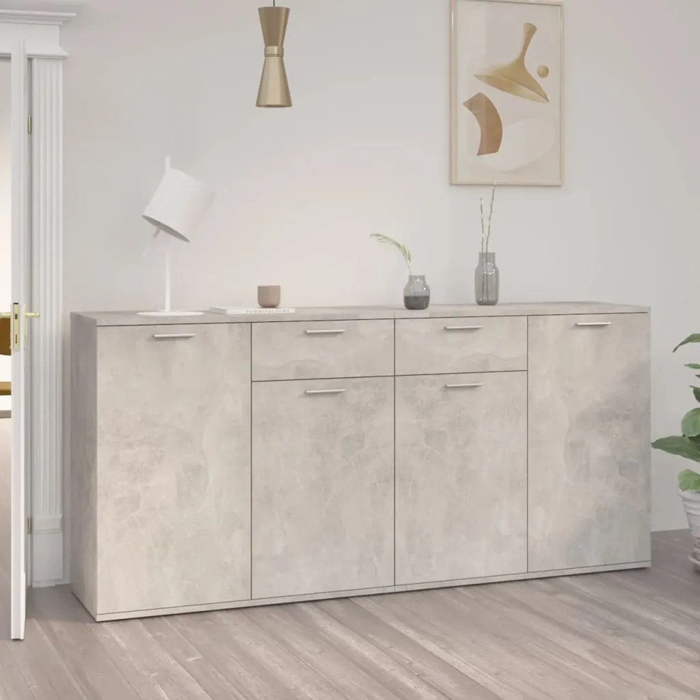 3074931 vidaXL Aparador 160x36x75 cm contraplacado cinzento cimento