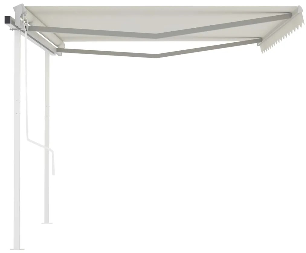 Toldo retrátil automático com postes 4,5x3,5 m cor creme