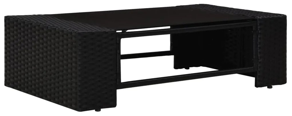 8 pcs conjunto lounge de jardim c/ almofadões vime PE preto