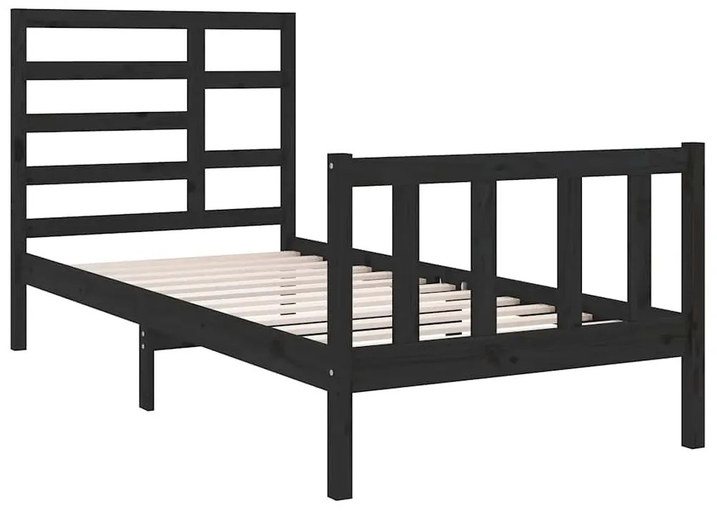 Estrutura cama pequena solteiro 75x190 cm madeira maciça preto