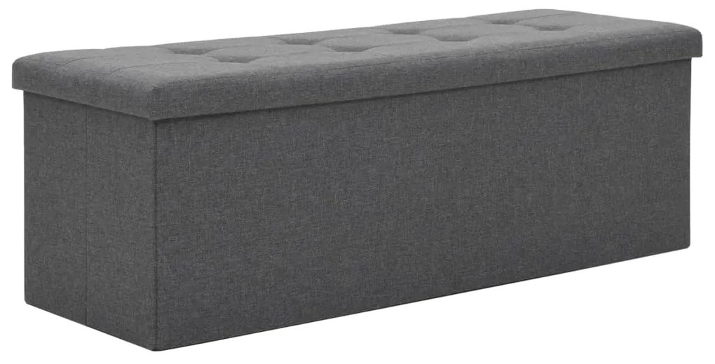 vidaXL Banco arrumação dobrável linho falso 110x38x38cm cinza escuro