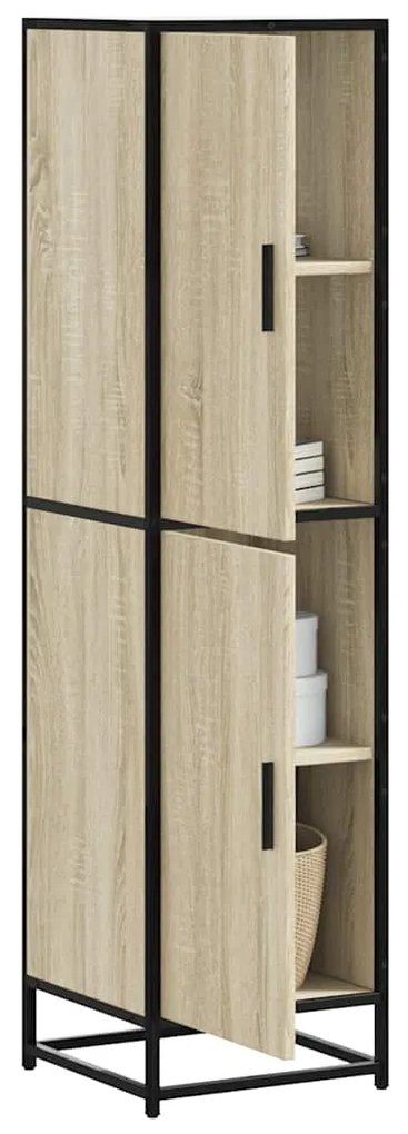 vidaXL Armário alto 35,5x35x139 cm madeira e metal carvalho sonoma