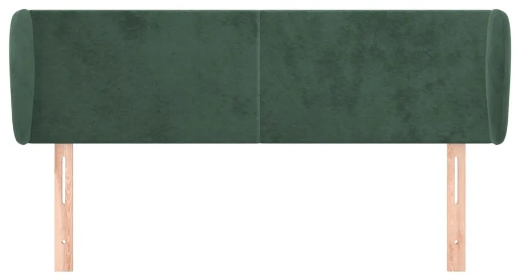 Cabeceira de cama c/ abas veludo 147x23x78/88cm verde-escuro