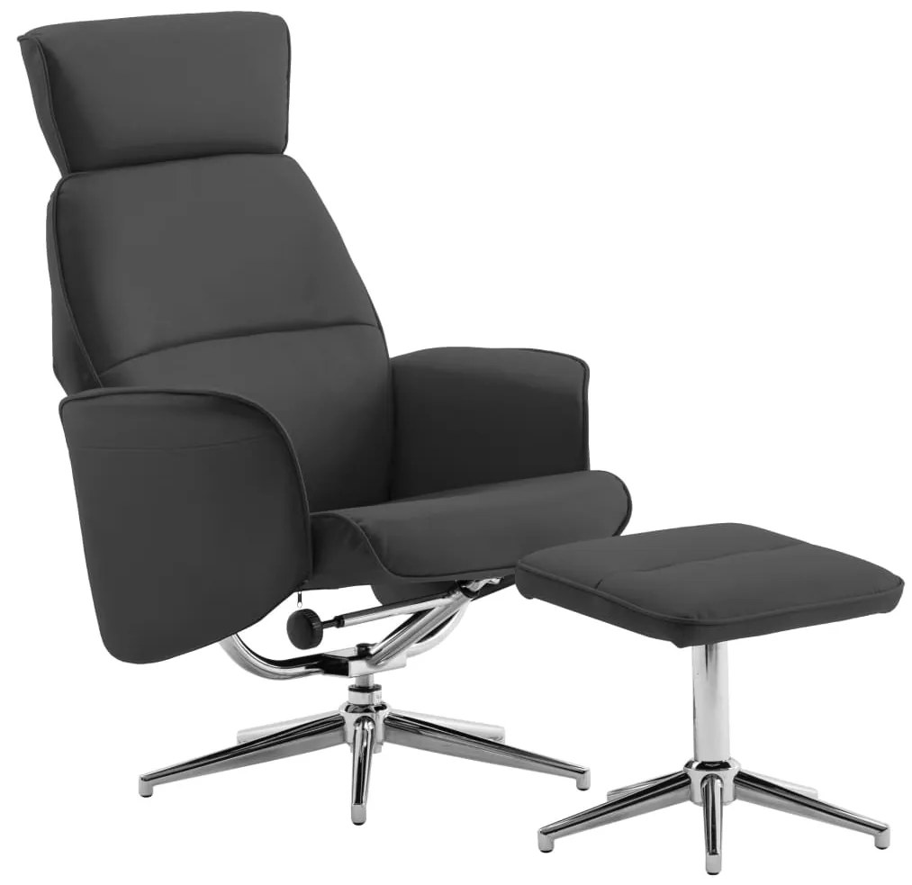 289875 vidaXL Cadeira reclinável c/ apoio de pés couro artificial antracite